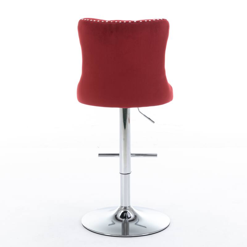 GDF Studio - Modern Upholstered Swivel Velvet Bar Stools with Adjustable Seat Height and Tufted Back (Set of 2)