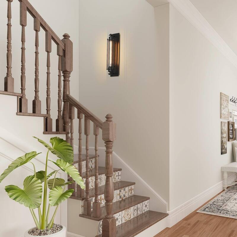 Modern Farmhouse 1-Light Black Metal Flush Mount Wall Sconces