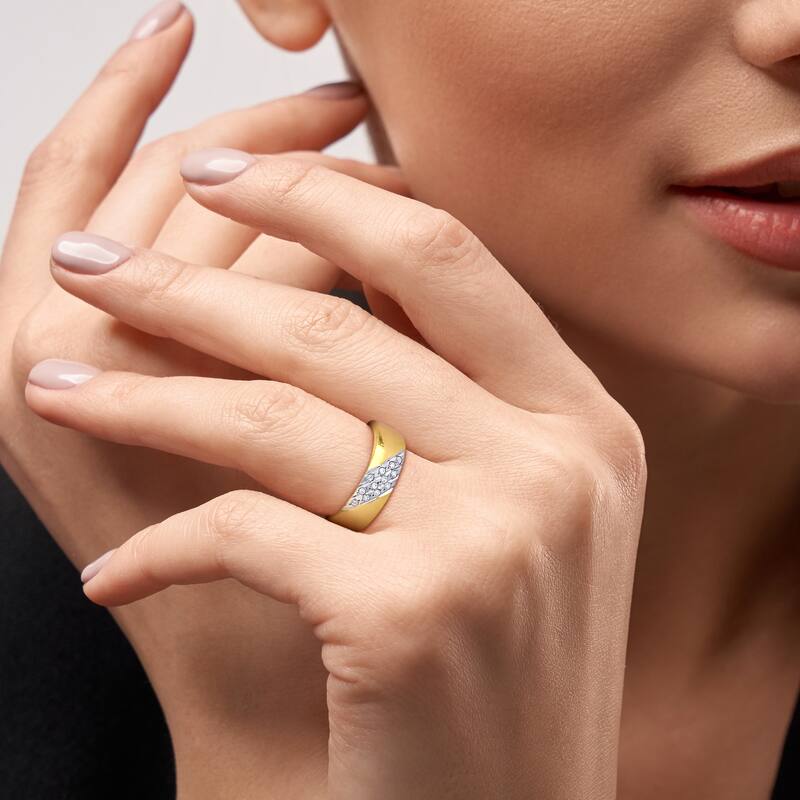 Miadora Cubic Zirconia Ladies Wedding Band in 10k Yellow Gold