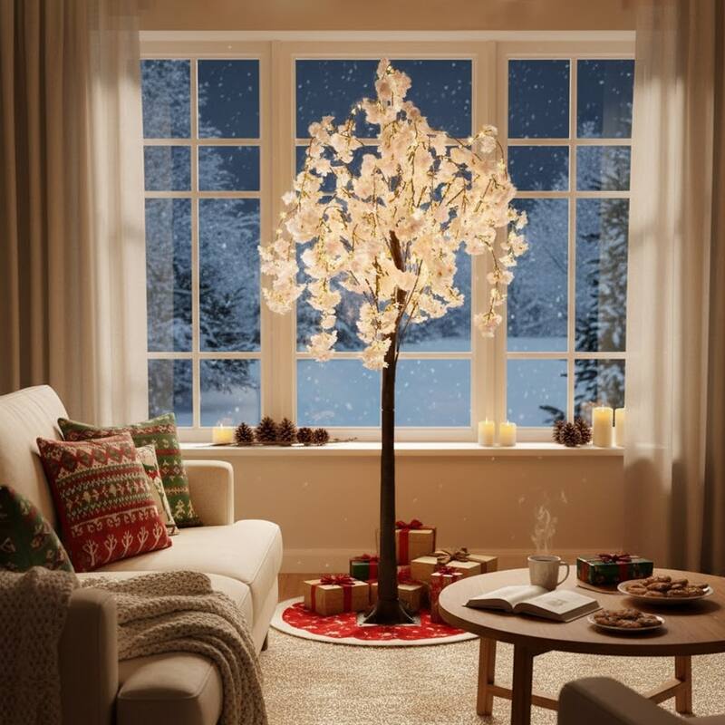 6ft Lighted Cherry Blossom Tree Floor Lamp