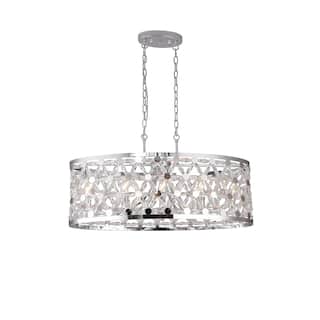 8-Light Chrome Oval Frame Chandelier with Crystal Accents