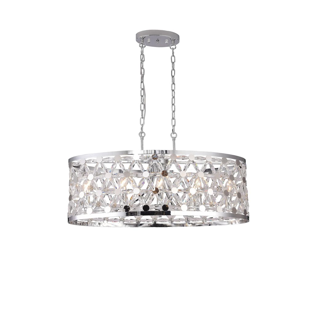 8-Light Chrome Oval Frame Chandelier