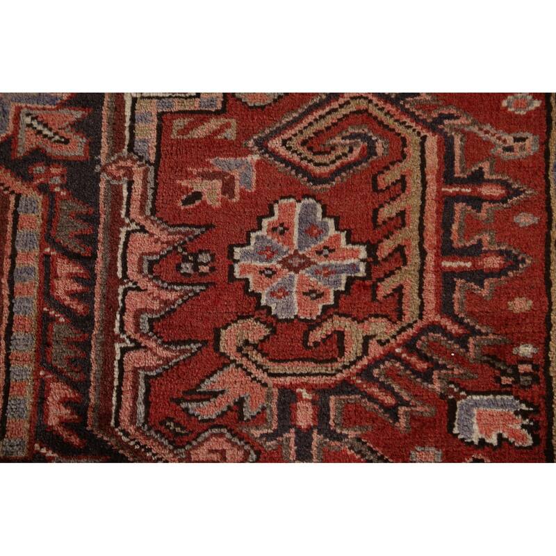 Vintage Vegetable Dye Heriz Persian Wool Area Rug Hand-knotted Carpet - 9'10" x 12'9"