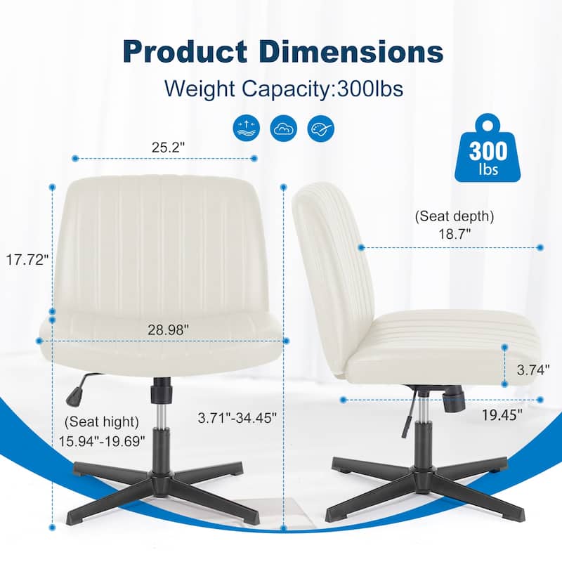Modern Armless PU Leather Office Chair