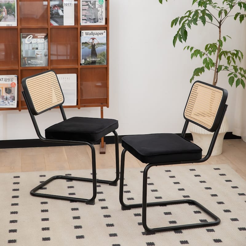 Upholstered Dining Chairs Side Accent Chairs Set of 2 - Black