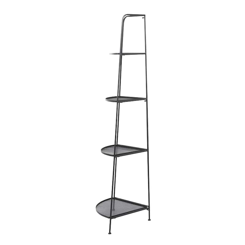 Metal Indoor Outdoor Tall Folding 4 Shelves Bakers Rack - Black - Roche River Decor