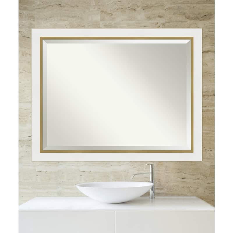 Beveled Bathroom Wall Mirror - Eva White Gold Frame