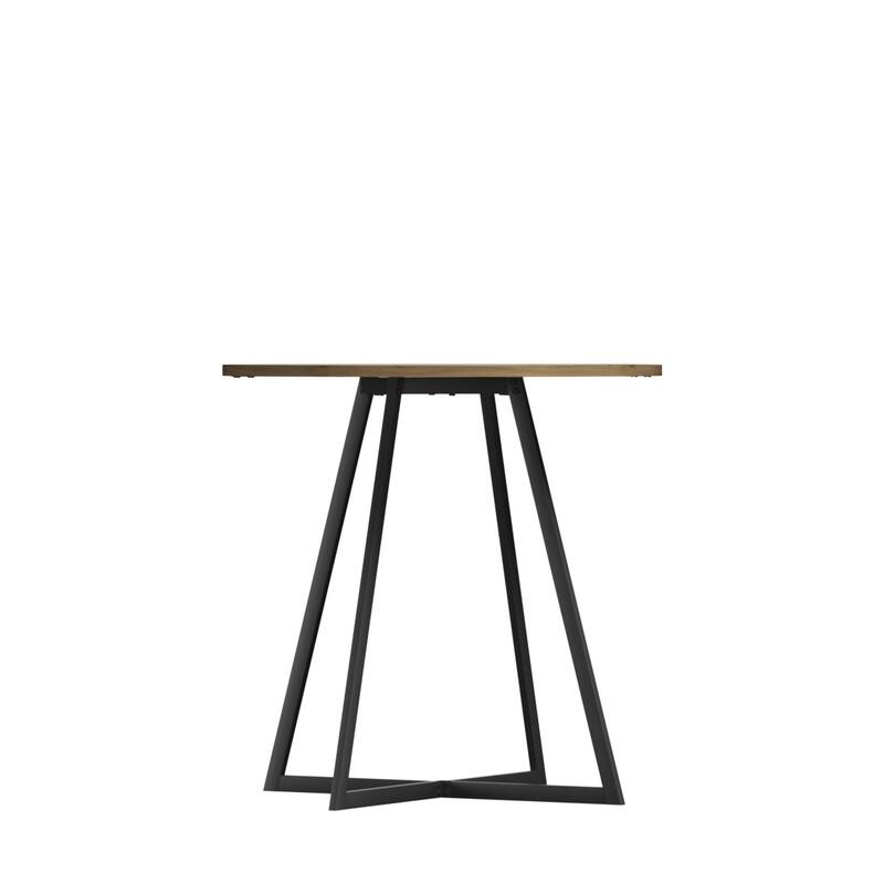 Anmytek Round Dining Table Modern Wood Top and Metal Frame Brown Industrial Kitchen Table