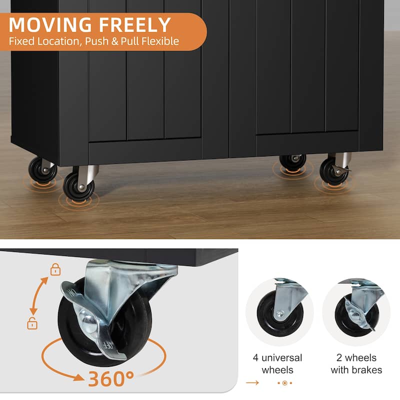Rolling Kitchen Island with Storage Cabinet & Drawer – Extra Counter Space for Kitchen