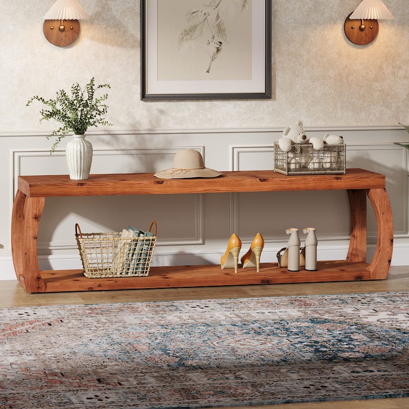 59.06" Solid Wood Bench for Entryway, Living Room