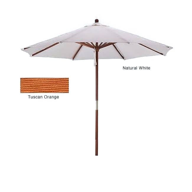 Hard Wood White/ Tuscan Orange Patio Umbrella