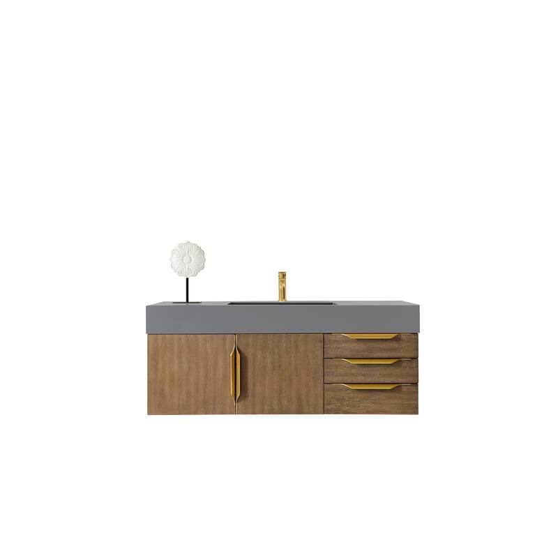 James Martin Vanities Mercer Island 48" Single Vanity, Latte Oak with Radiant Gold Hardware