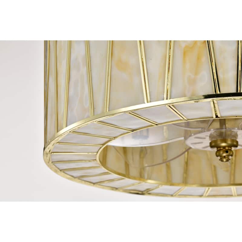 Sorcha Brass Finish Fandelier with Opaque Marbled Shade Remote Contol