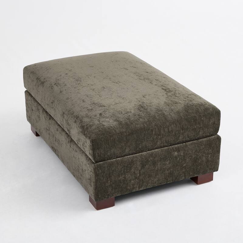 2 Set Modern 41" W Rectangle Chenille Ottoman