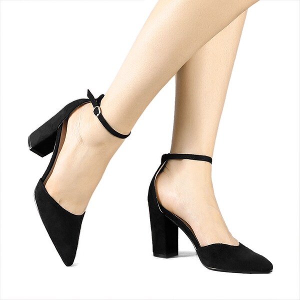 pointed toe chunky heels with ankle strap