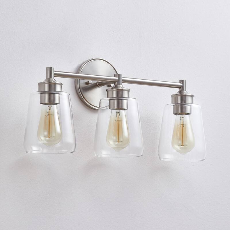 KAWOTI 3-Light Dimmable Bathroom Vanity Light with Glass Shade