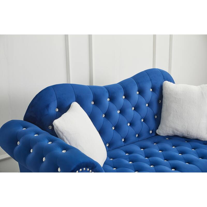 Velvet Rolled Arm Chesterfield Sofa