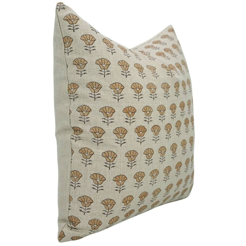 Linen Farmhouse Block print pillow Cover - Kohinoor