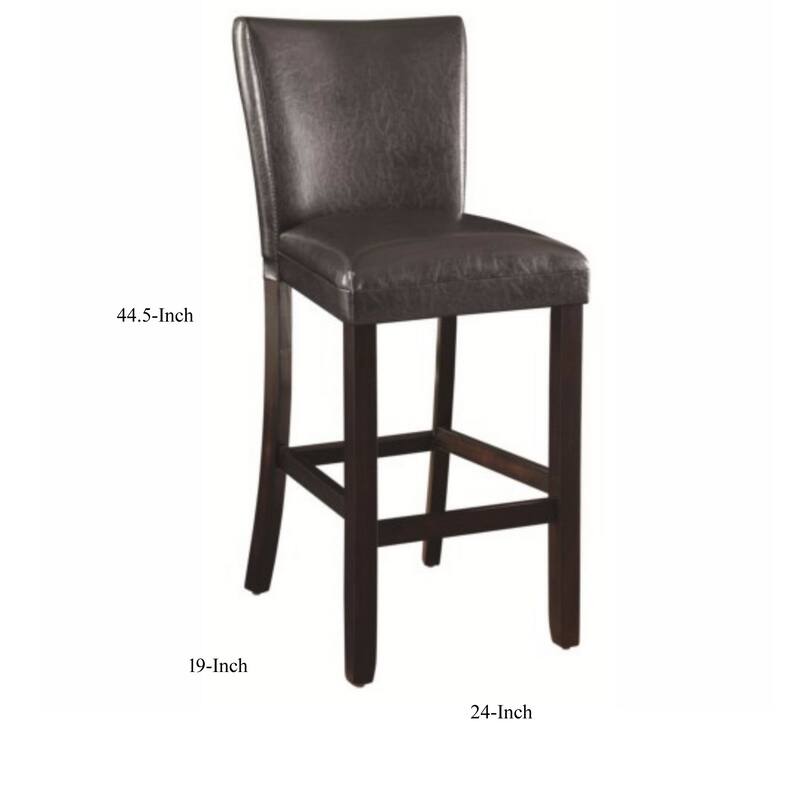 29 Inch Wood Bar Stool, Set of 2, Cappuccino Brown, Black
