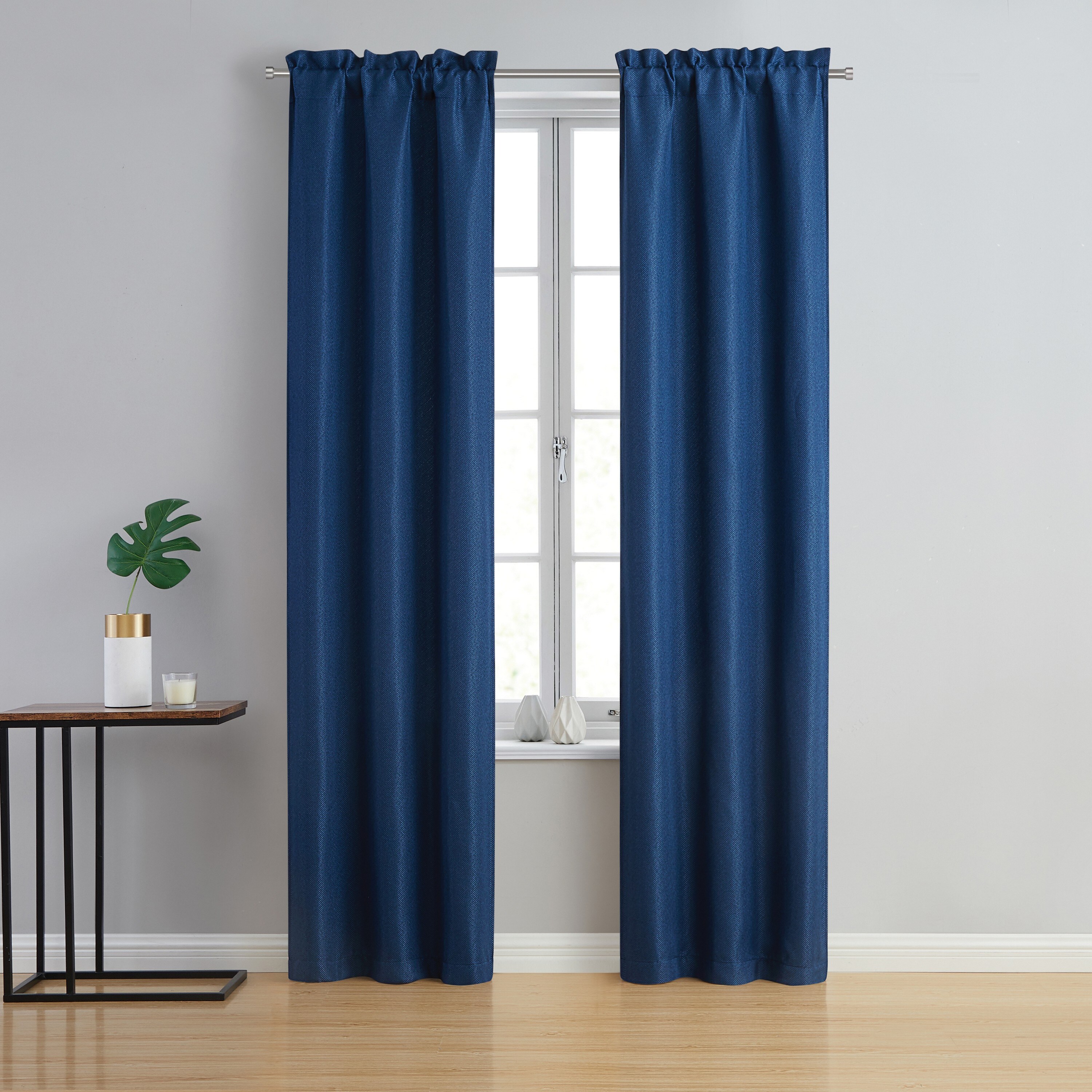 VCNY Home Montgomery 2 Piece Navy Rod Pocket Blackout Curtain