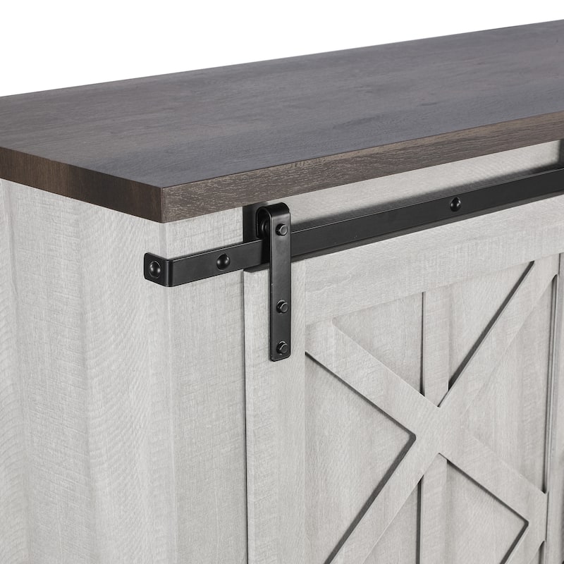 58" Farmhouse Sliding Barn Door TV Stand - Fits TVs up to 65" - 58" in Width