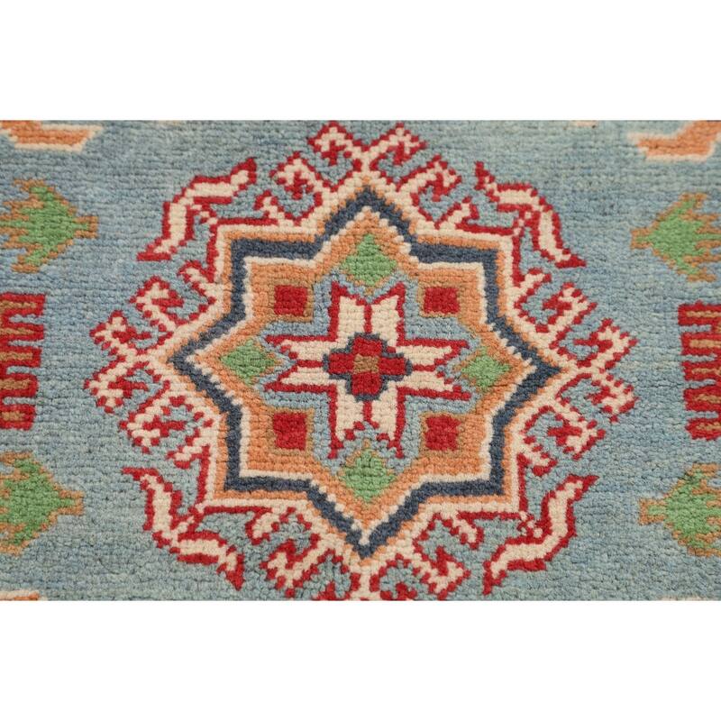 Light Blue Kazak Oriental Rug Handmade Accent Wool Carpet - 2'9" x 4'3"
