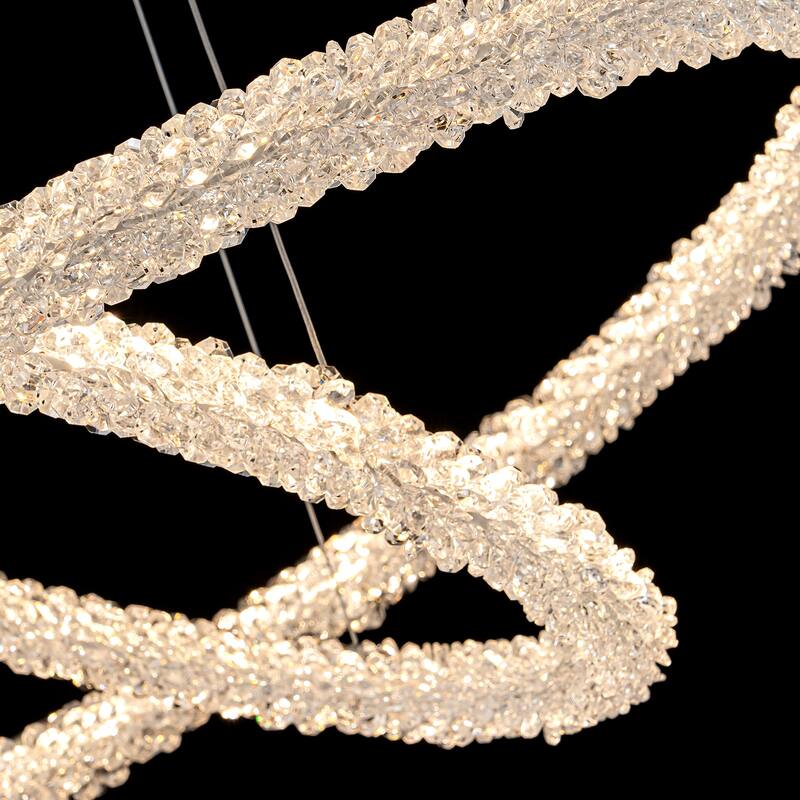 Modern Gold 2-Tier Crystal LED Chandelier, Dimmable Light - Dia.31.5-in