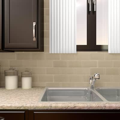 Merola Tile Tessera Subway Sandstone 3" x 6" Glass Wall Tile