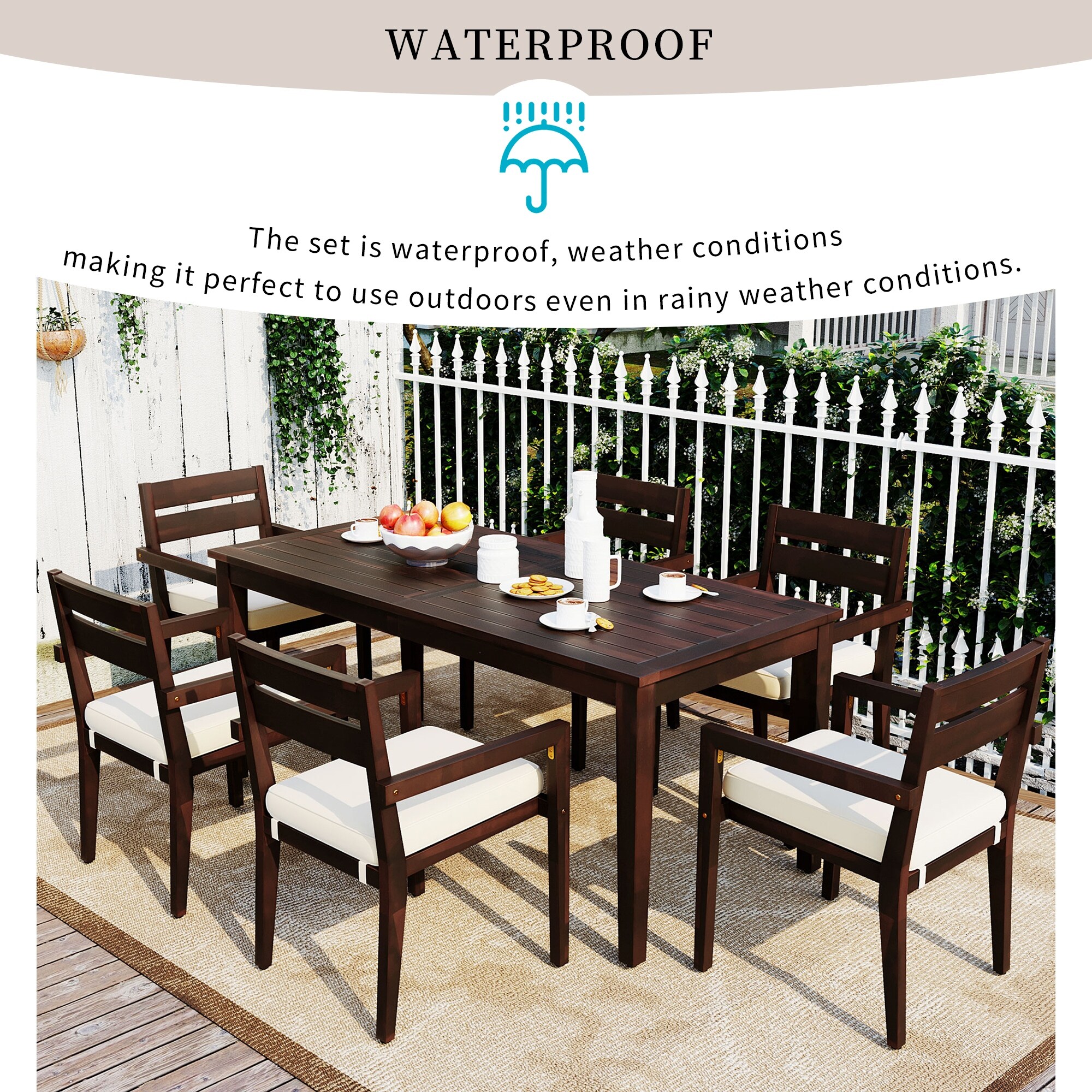 Acacia wood outdoor dining table deals set