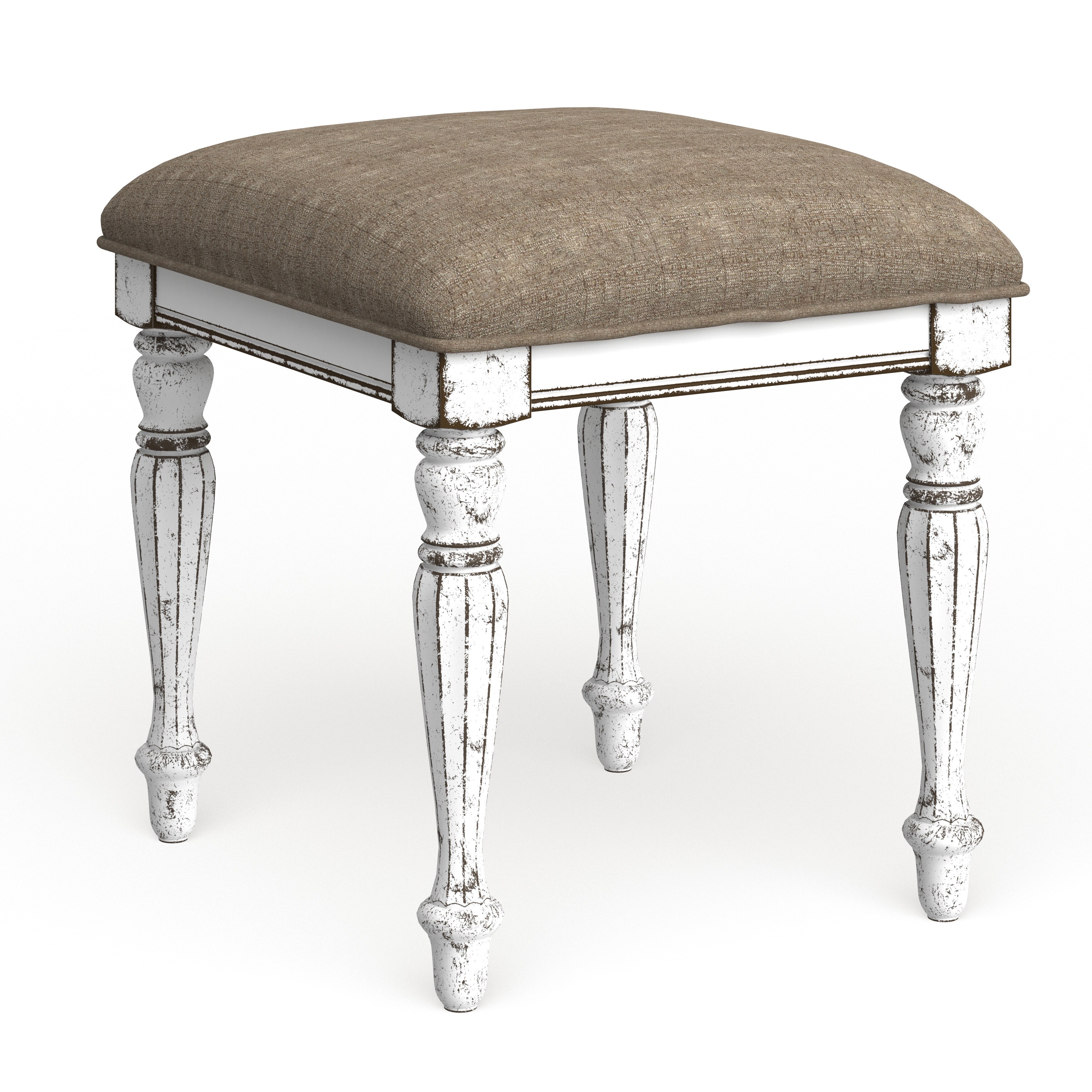 Shop Magnolia Manor Antique White Vanity Stool On Sale