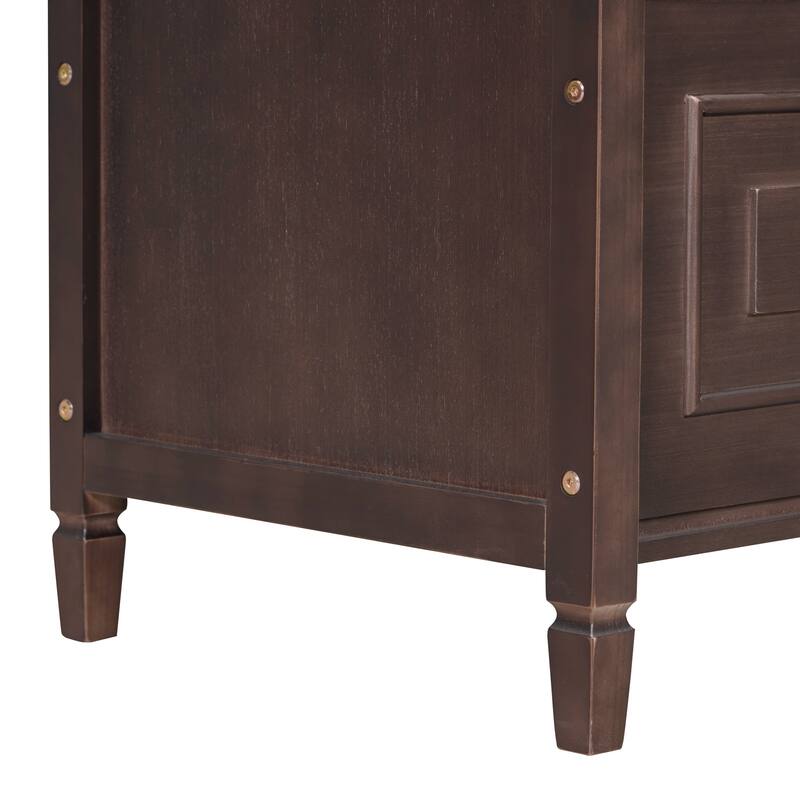 Rustic Style Solid wood Entryway Multifunctional Storage Bench with Safety Hinge