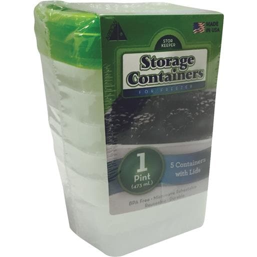 1 Pint Freezer Storage Container - 5 pack - Arrow Home Products