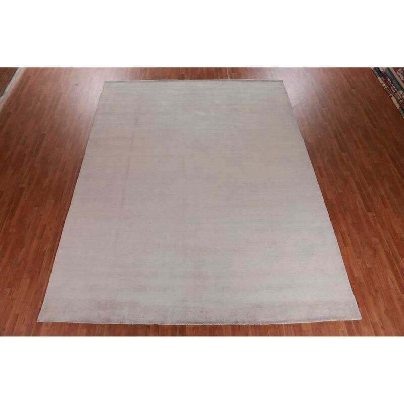 Hand Knotted Oriental 100% Wool Carpet Modern Solid Brown Gabbeh Area Rug - 12' 11'' X 10' 0''