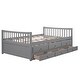preview thumbnail 6 of 22, Wood Daybed Frame Full Size Sofa Bed with Pull-out Trundle Bed, Wood Slat Support & 3 Storage Drawers, for Livingroom Guest Room