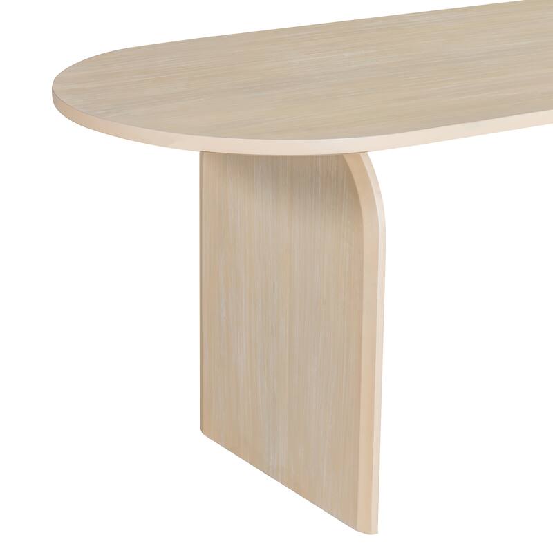 6 Piece Dining Table Set with Bench,Oval Kitchen Table Chairs Set for 6, Modern Style Dining Room Set