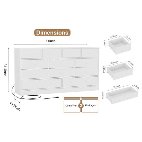 dimension image slide 1 of 5, Dresser for Bedroom,12 Drawer Dressers & Chests of Drawers