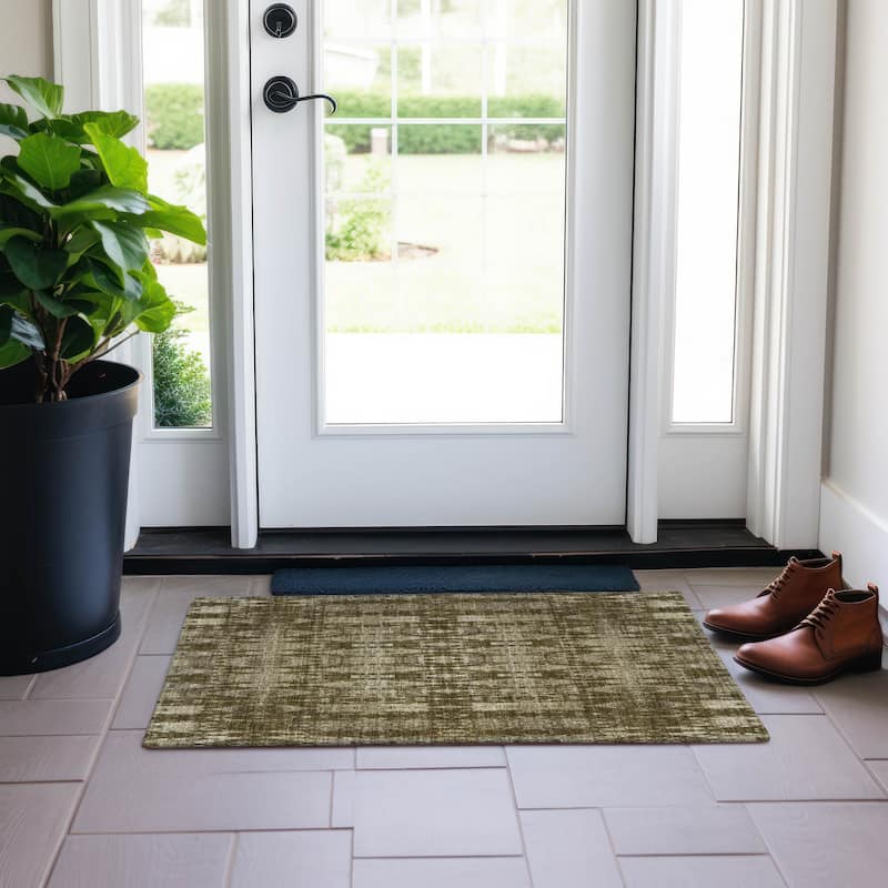 Machine Washable Indoor/ Outdoor Chantille Moroccan Boho Rug - Chocolate - 1'8" x 2'6"
