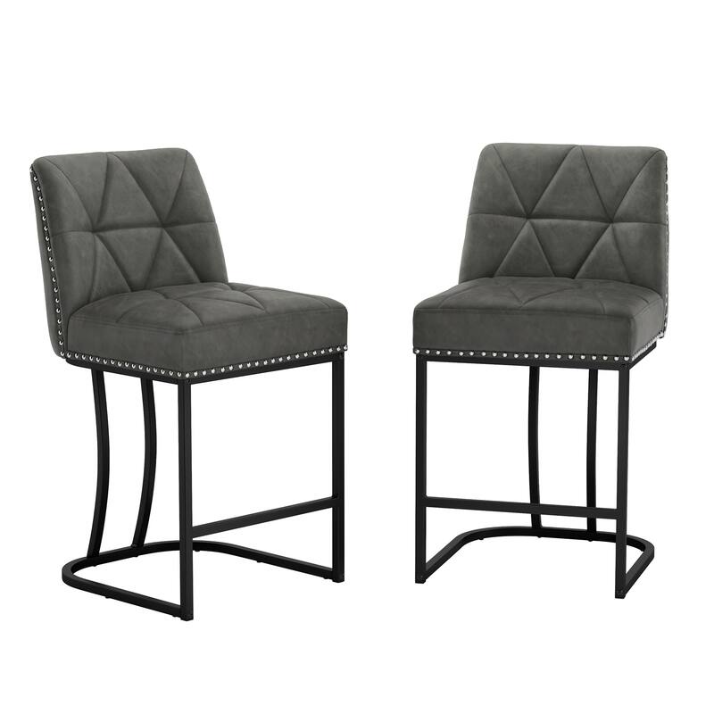 Modern 26.in Armless Barstool Metal Frame Low Back Counter Height Upholstered Bar Stool