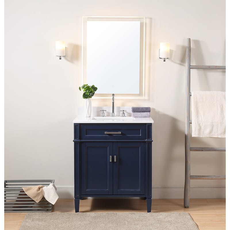 30 Inch Durand Modern Bathroom Sink Vanity with Stone Counter Top
