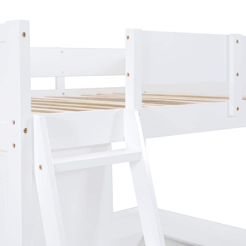 Full Size Solid Wood Loft Bed with Desk and Shelf for Kids, Boys and Girls, Bedroom