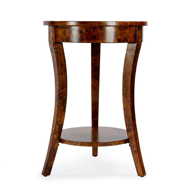 Holdin Round Burl Wood 18"W Side Table