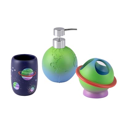 Starry Night 3pc Set Lotion Pump/Toothbrush Holder/Tumbler - 3pc bath accessory set - 3pc bath accessory set