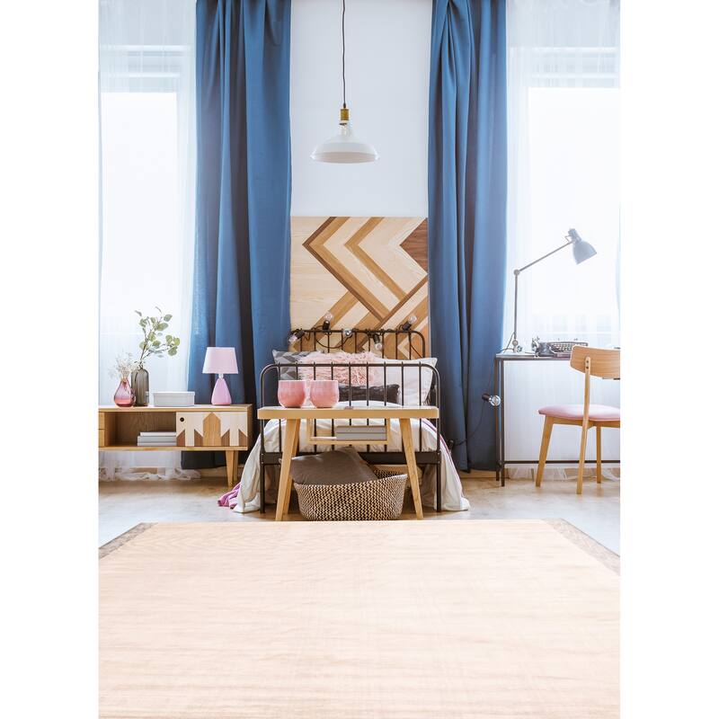 ECARPETGALLERY Hand Loomed Shimmer Beige Viscose Rug - 7'11 x 10'11