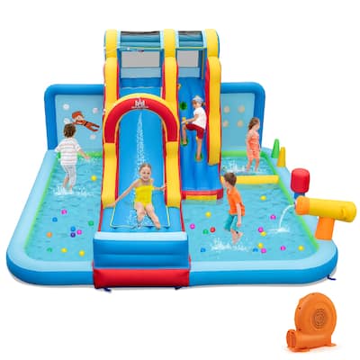Gymax Inflatable Water Slide w/ Long Slide Climbing Wall Splash Pools