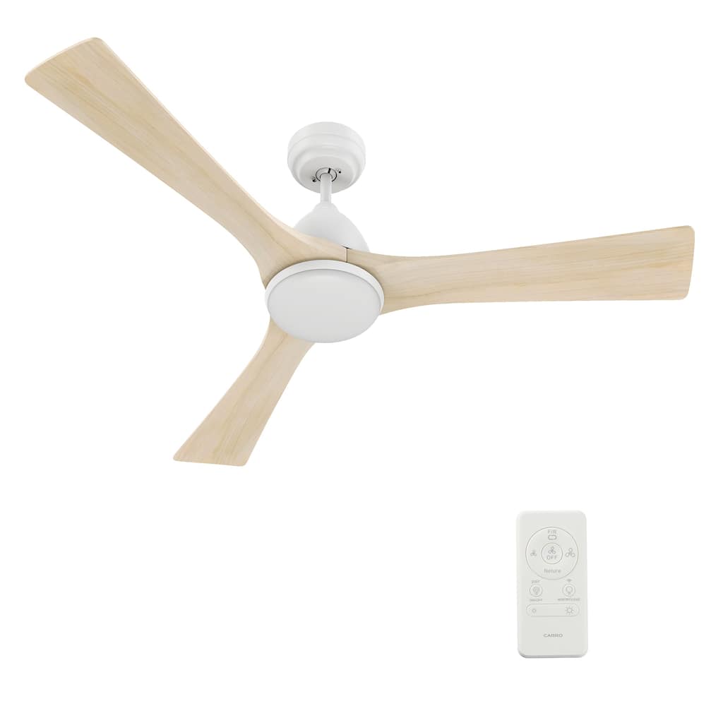 CARRO Abbott 52" Smart Ceiling Fan with LED Light and Remote- Solid Wood Fan Blades