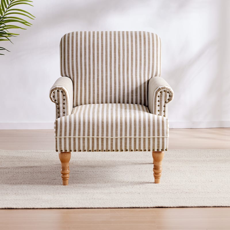 Rolled Armchair Accent Chair Set of 2 Blue/ Grey/ Brown