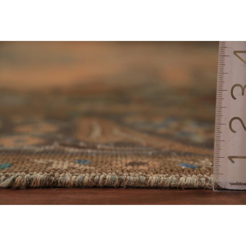Orange Medallion Tabriz Persian Area Rug Hand-Knotted Wool Carpet - 9'7"x 12'10"
