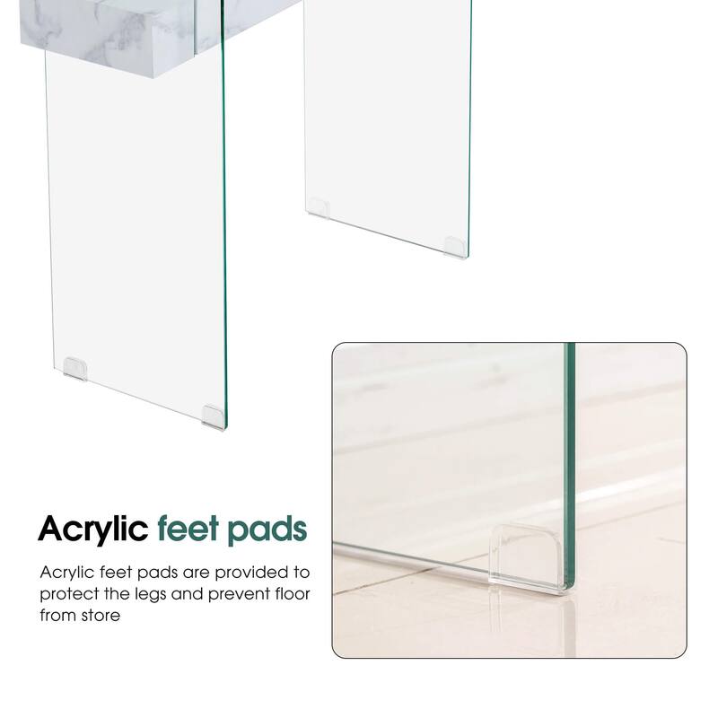 ivinta Glass Console Table with Storage, Small Narrow Entryway Table for Living Room, 39.4" Modern Sofa Table