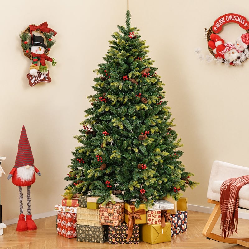 Costway 5/6/7/8 FT Artificial Christmas Tree with 250/370/500/650 RGB - Green - See Details