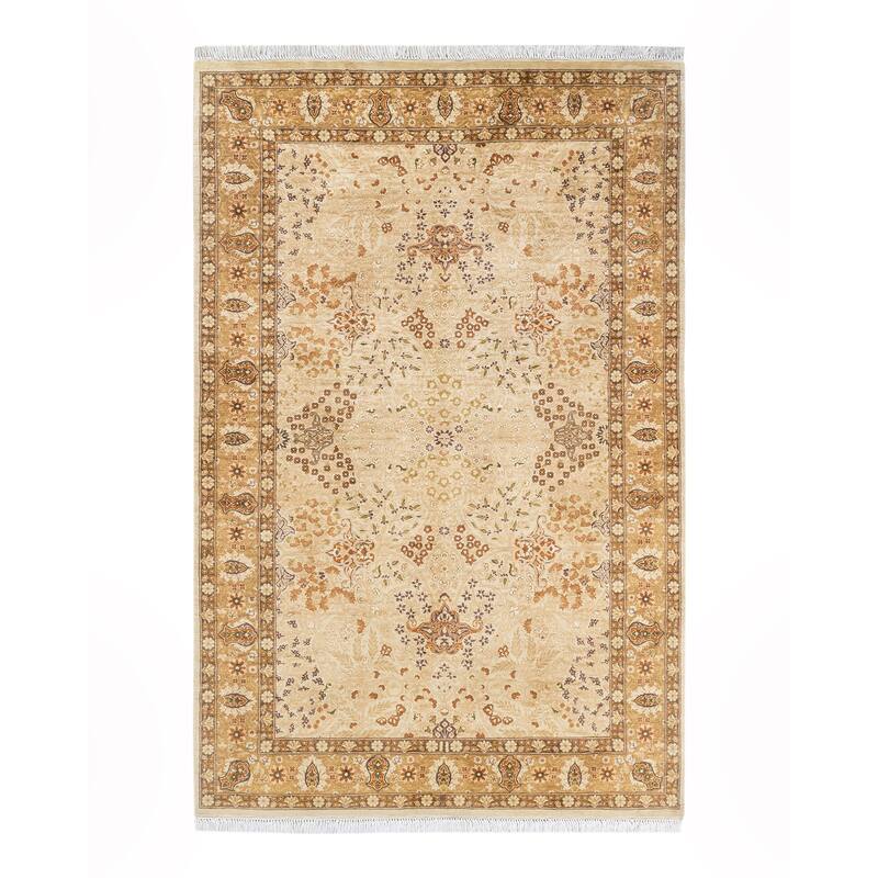 Overton Handknotted Wool Traditional Oriental Ivory Area Rug - 5' x 8' - Sand - 5' x 8'